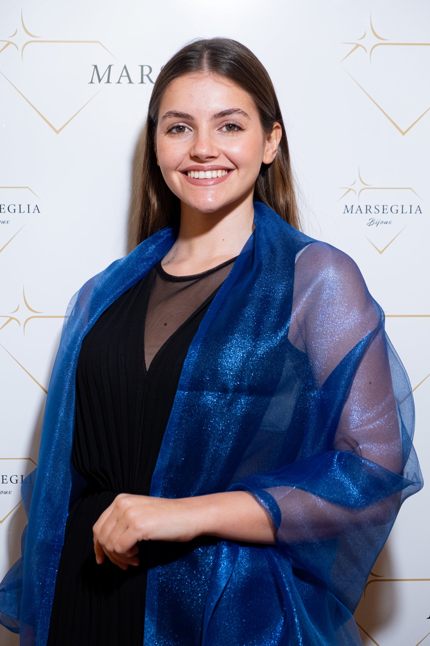STOLA ORGANZA LUREX BLU ELETTRICO