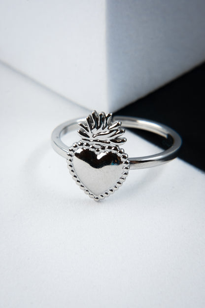 ANELLO CUORE SACRO ARGENTO