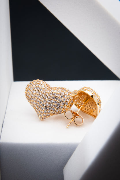 ORECCHINI CUORE CRISTALLI ORO 2 CM