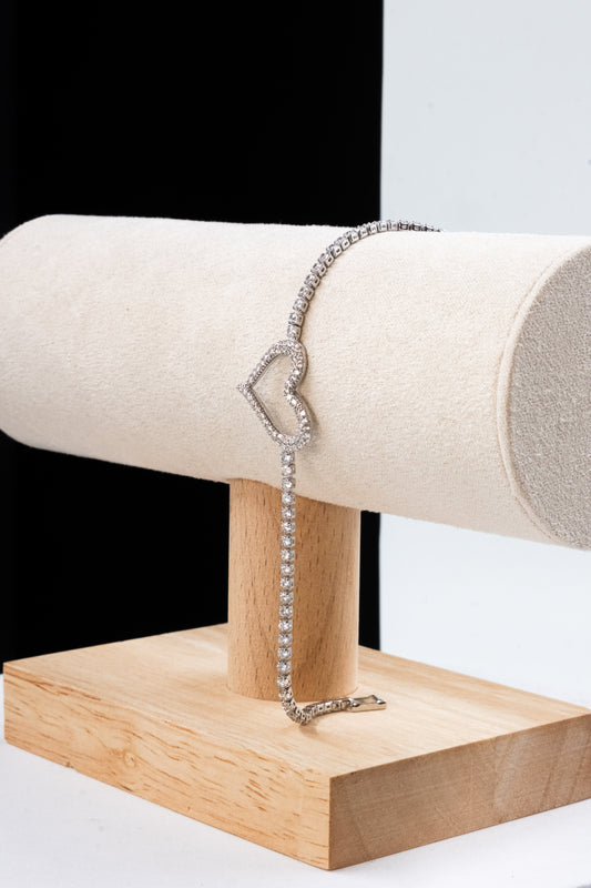 BRACCIALE TENNIS CUORE ARGENTO