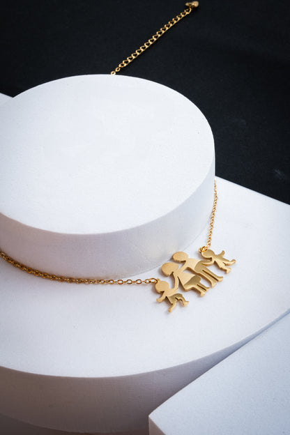 COLLANA MAMMA,PAPÀ & 2 FIGLI ORO