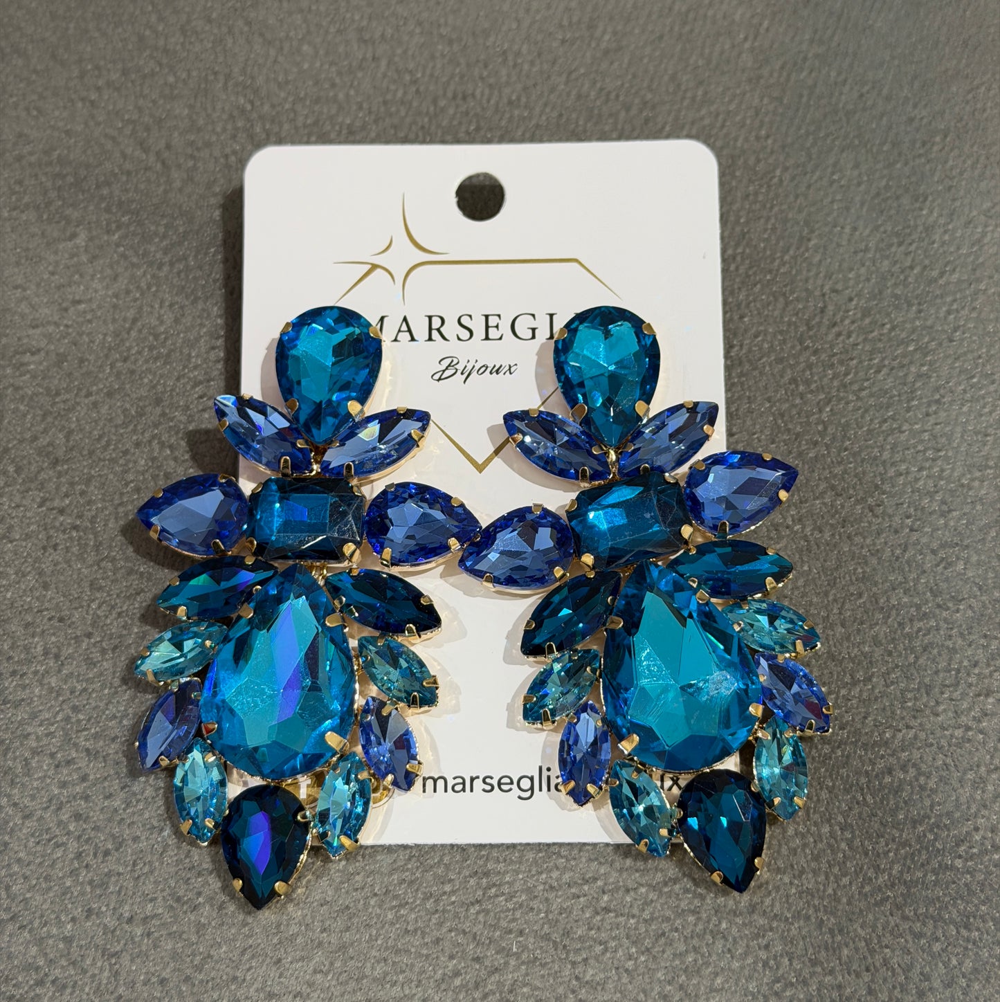 ORECCHINI CLIP FASHION BLU & AZZURRO