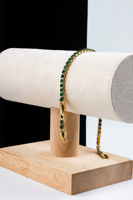 BRACCIALE TENNIS ORO & VERDE