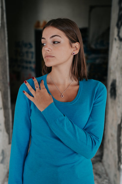 Completo "Kate" 4 pezzi: Argento e Rosso