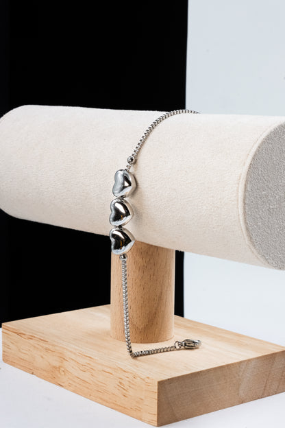 BRACCIALE 3 CUORI ARGENTO