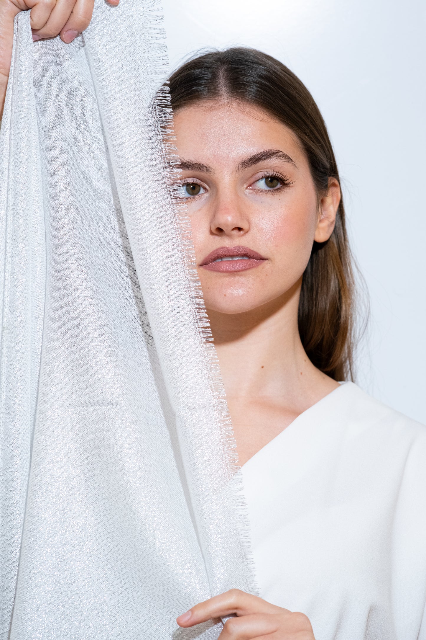 STOLA VISCOSA LUREX ARGENTO CHIARO