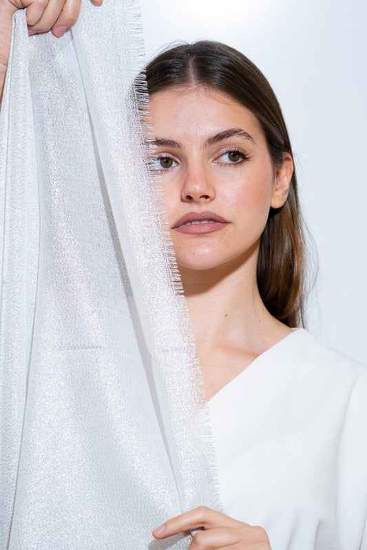 STOLA VISCOSA LUREX ARGENTO CHIARO