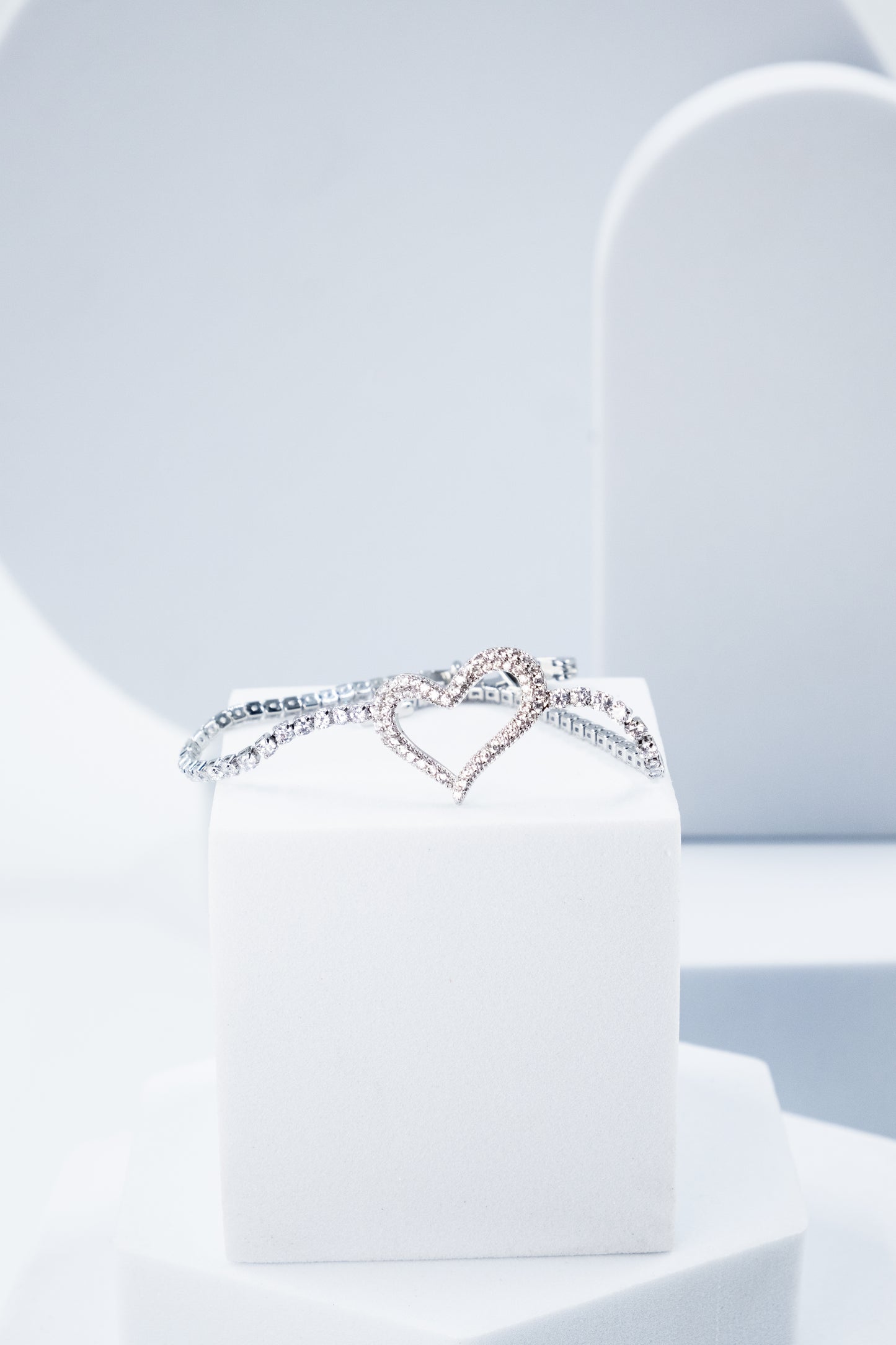 BRACCIALE TENNIS CUORE ARGENTO