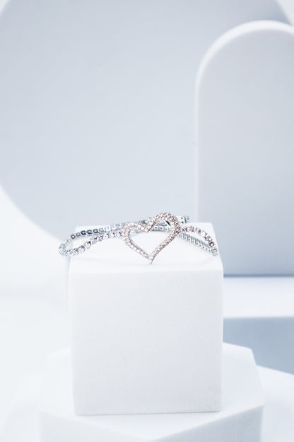 BRACCIALE TENNIS CUORE ARGENTO