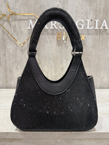 POCHETTE GLITTER RIGIDA NERO