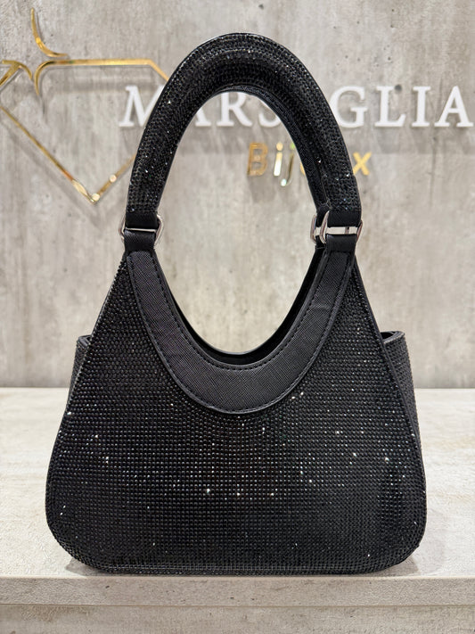 POCHETTE GLITTER RIGIDA NERO