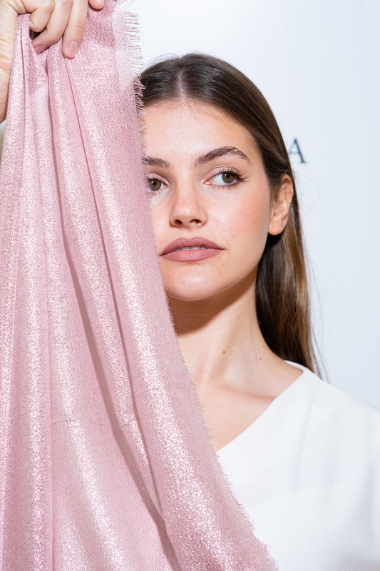 STOLA VISCOSA LUREX ROSA & ARGENTO