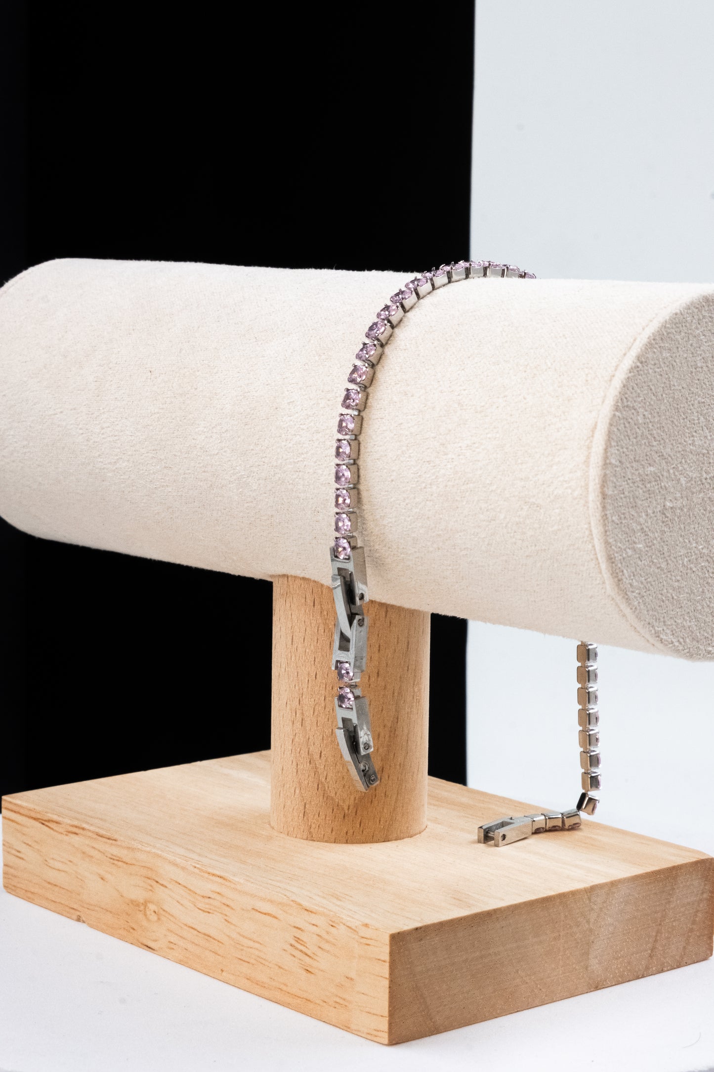 BRACCIALE TENNIS ARGENTO & ROSA