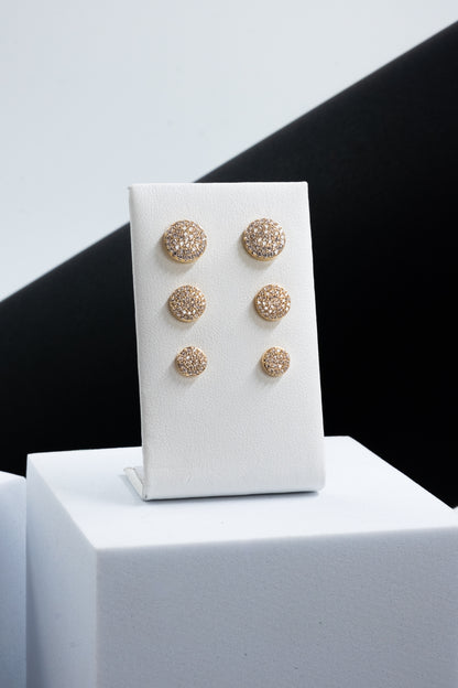 SET ORECCHINI BOTTONI CRISTALLI ORO