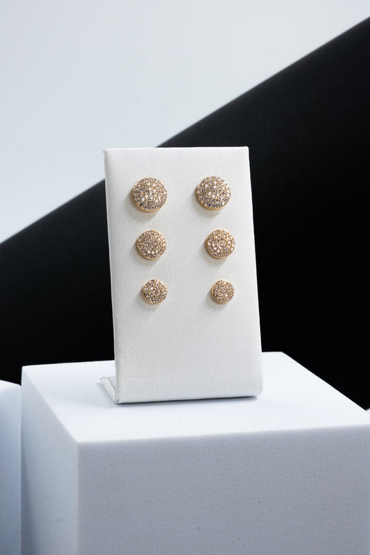 SET ORECCHINI BOTTONI CRISTALLI ORO