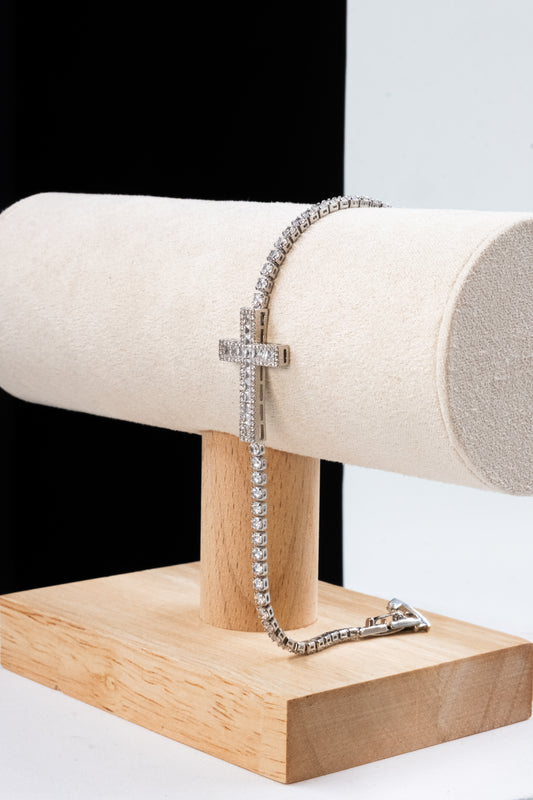 BRACCIALE TENNIS CROCE ARGENTO