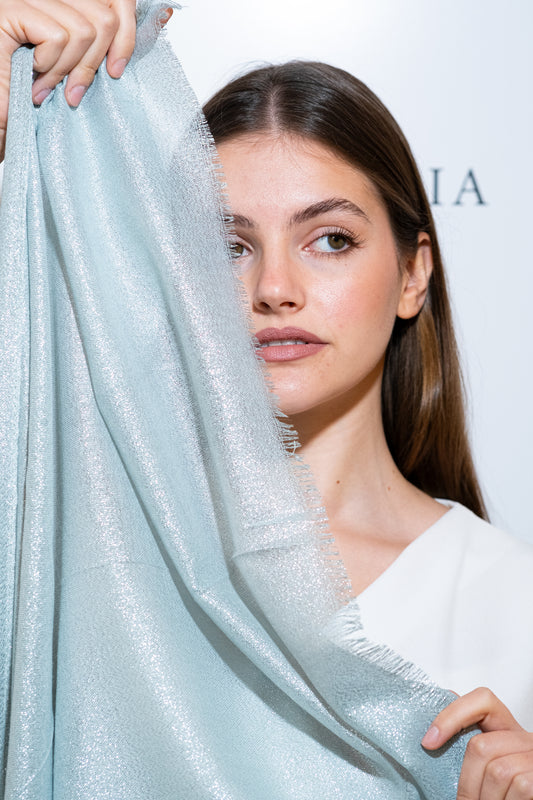 STOLA VISCOSA LUREX VERDE ACQUA & ARGENTO