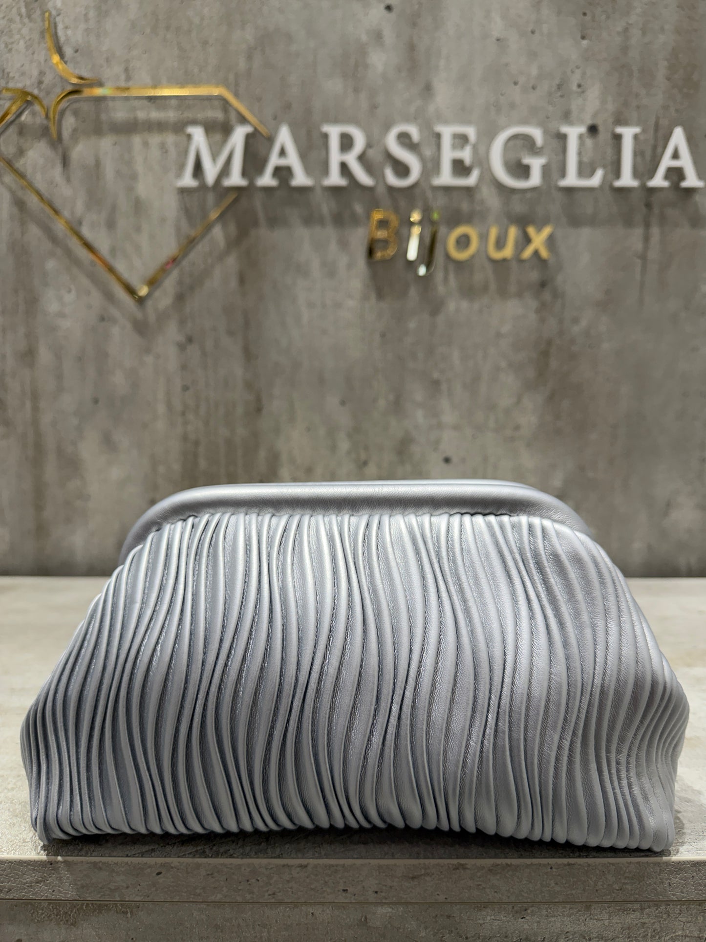 CLUTCH PLISSE ARGENTO