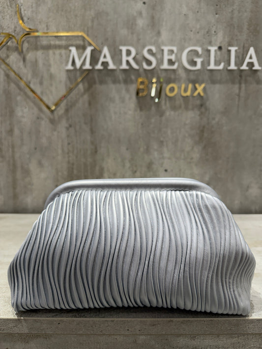 CLUTCH PLISSE ARGENTO
