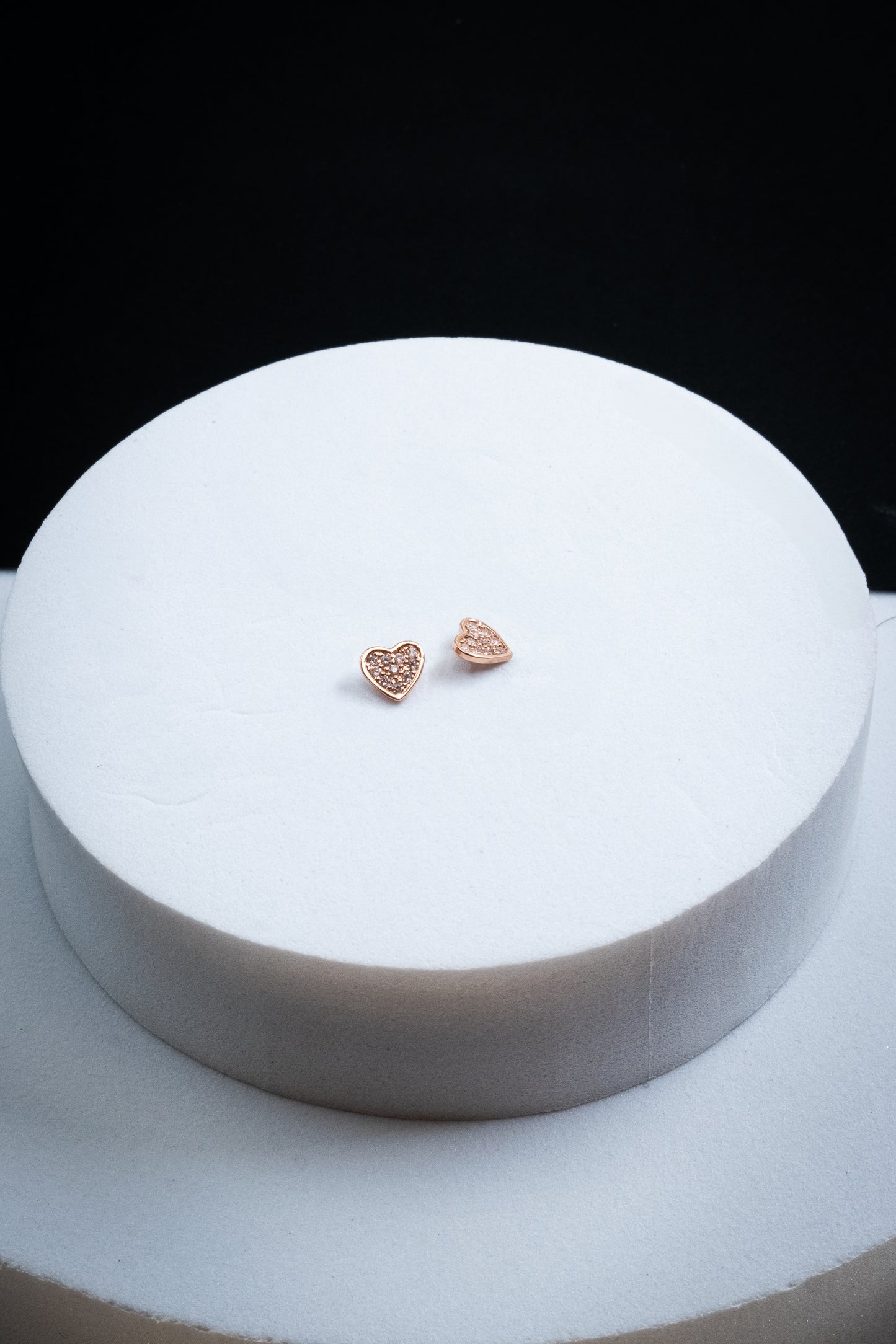 SET ORECCHINI CUORI CRISTALLI ORO ROSA