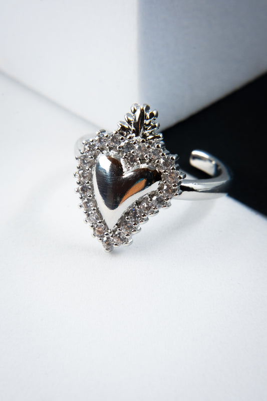 ANELLO CUORE SACRO ARGENTO