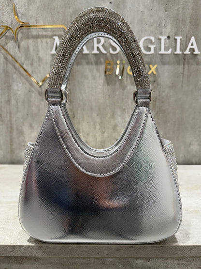 POCHETTE GLITTER RIGIDA ARGENTO