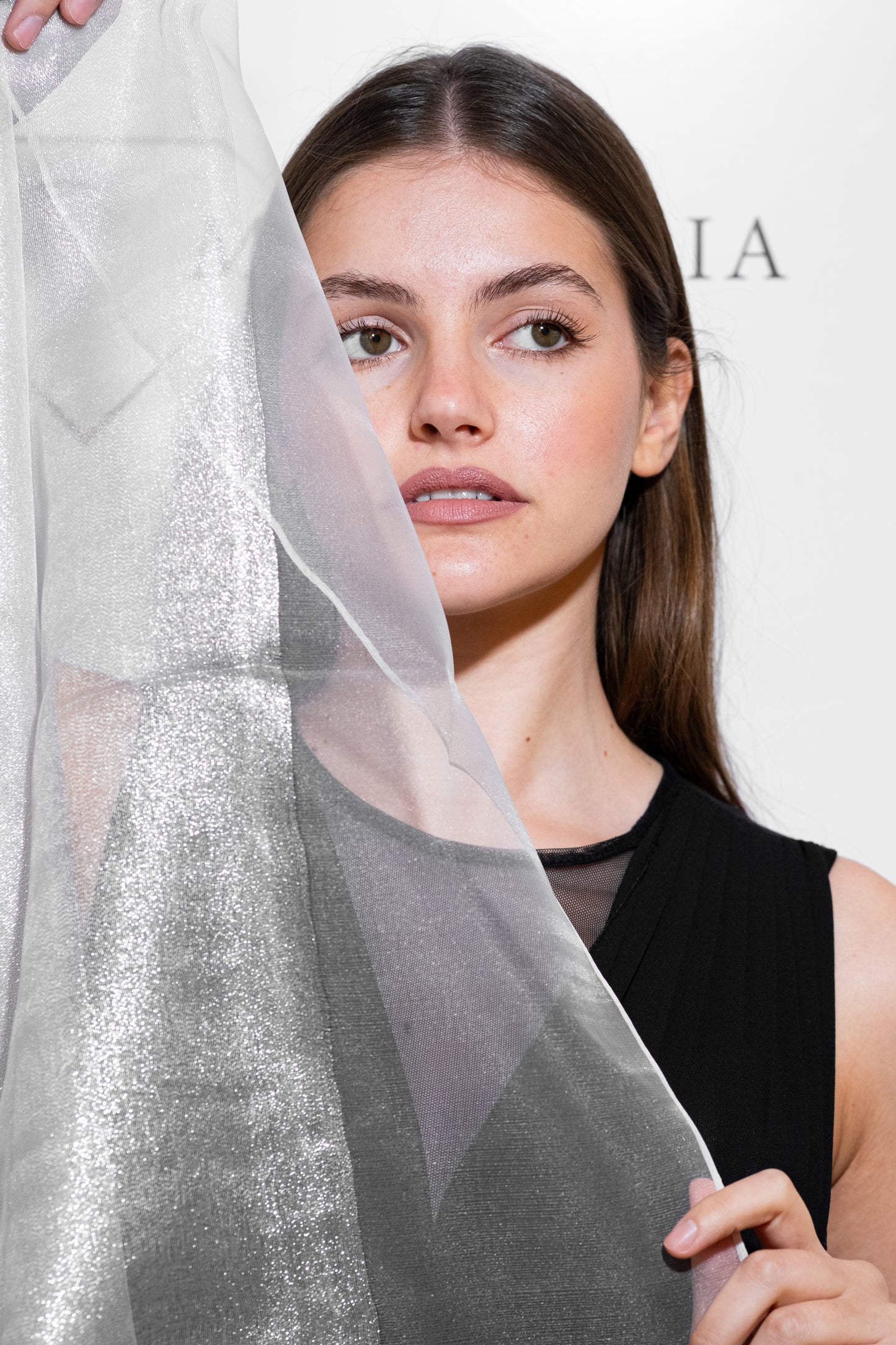 STOLA ORGANZA LUREX ARGENTO CHIARO