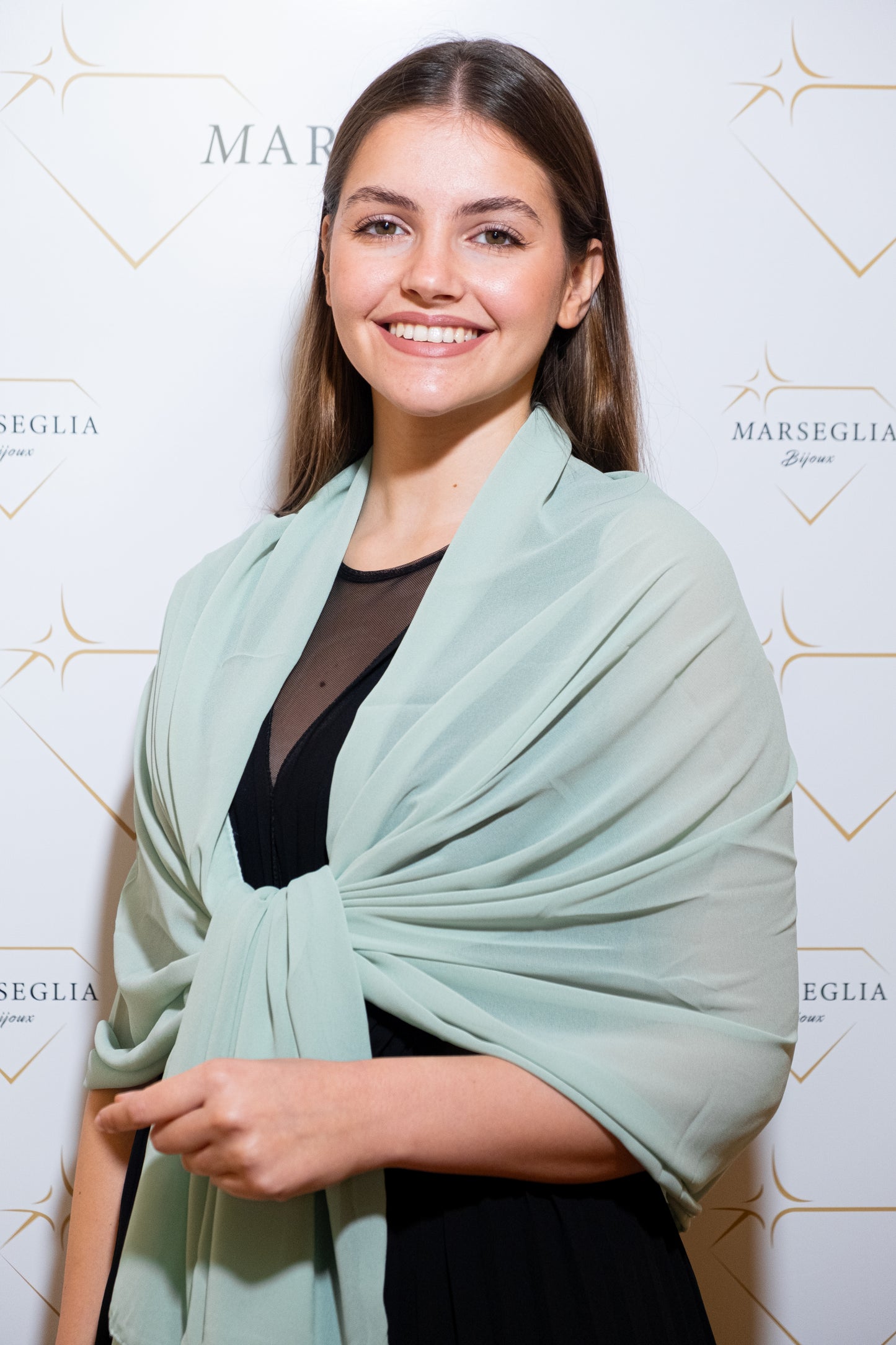 STOLA CHIFFON VERDE ACQUA