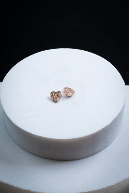 SET ORECCHINI CUORI CRISTALLI ORO ROSA