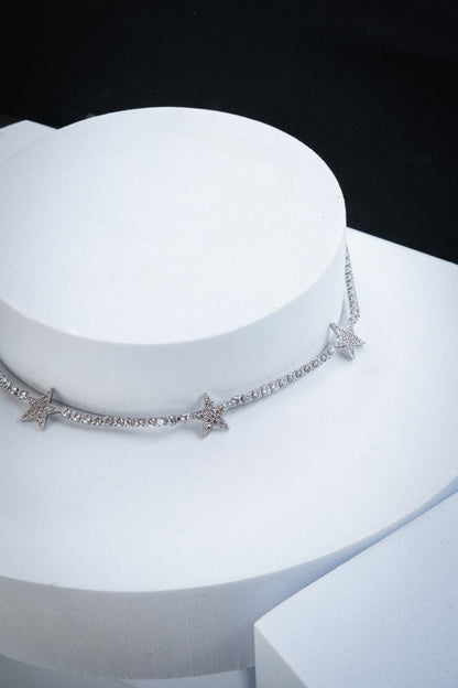 COLLANA CHOKER STELLE ARGENTO