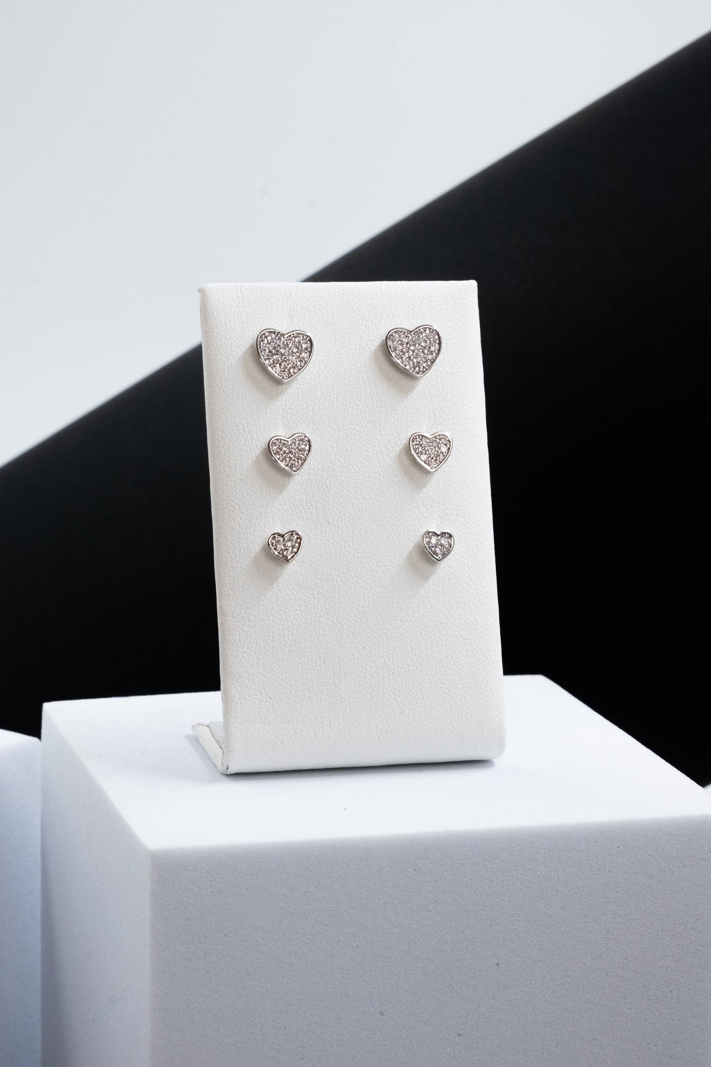 SET ORECCHINI CUORI CRISTALLI ARGENTO