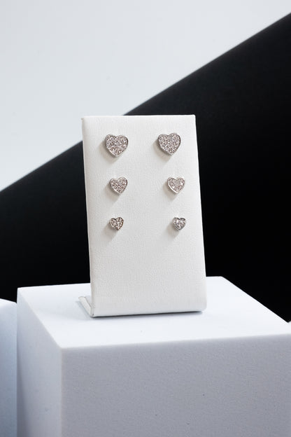 SET ORECCHINI CUORI CRISTALLI ARGENTO