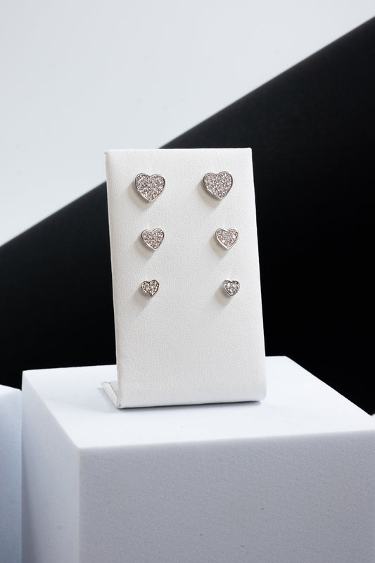SET ORECCHINI CUORI CRISTALLI ARGENTO