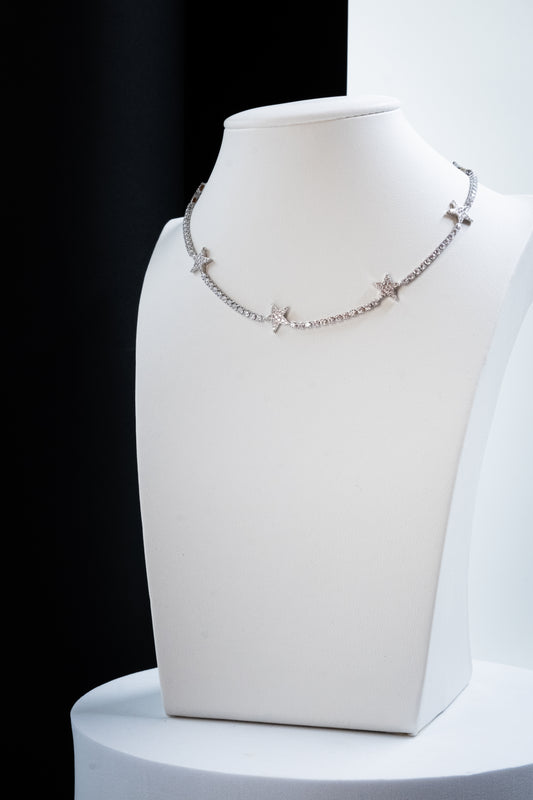 COLLANA CHOKER STELLE ARGENTO