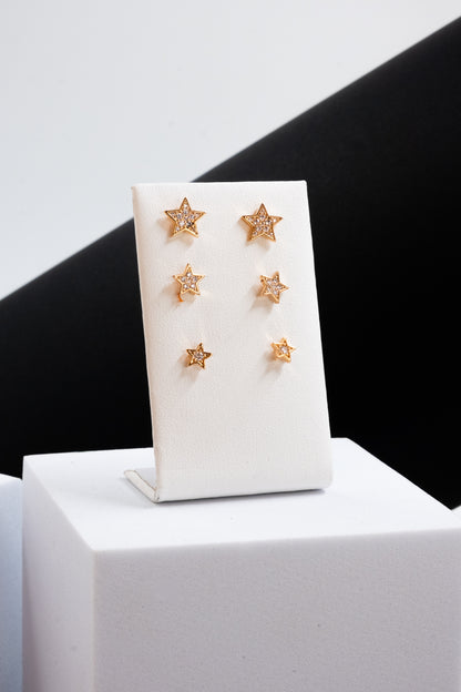 SET ORECCHINI STELLE CRISTALLI ORO