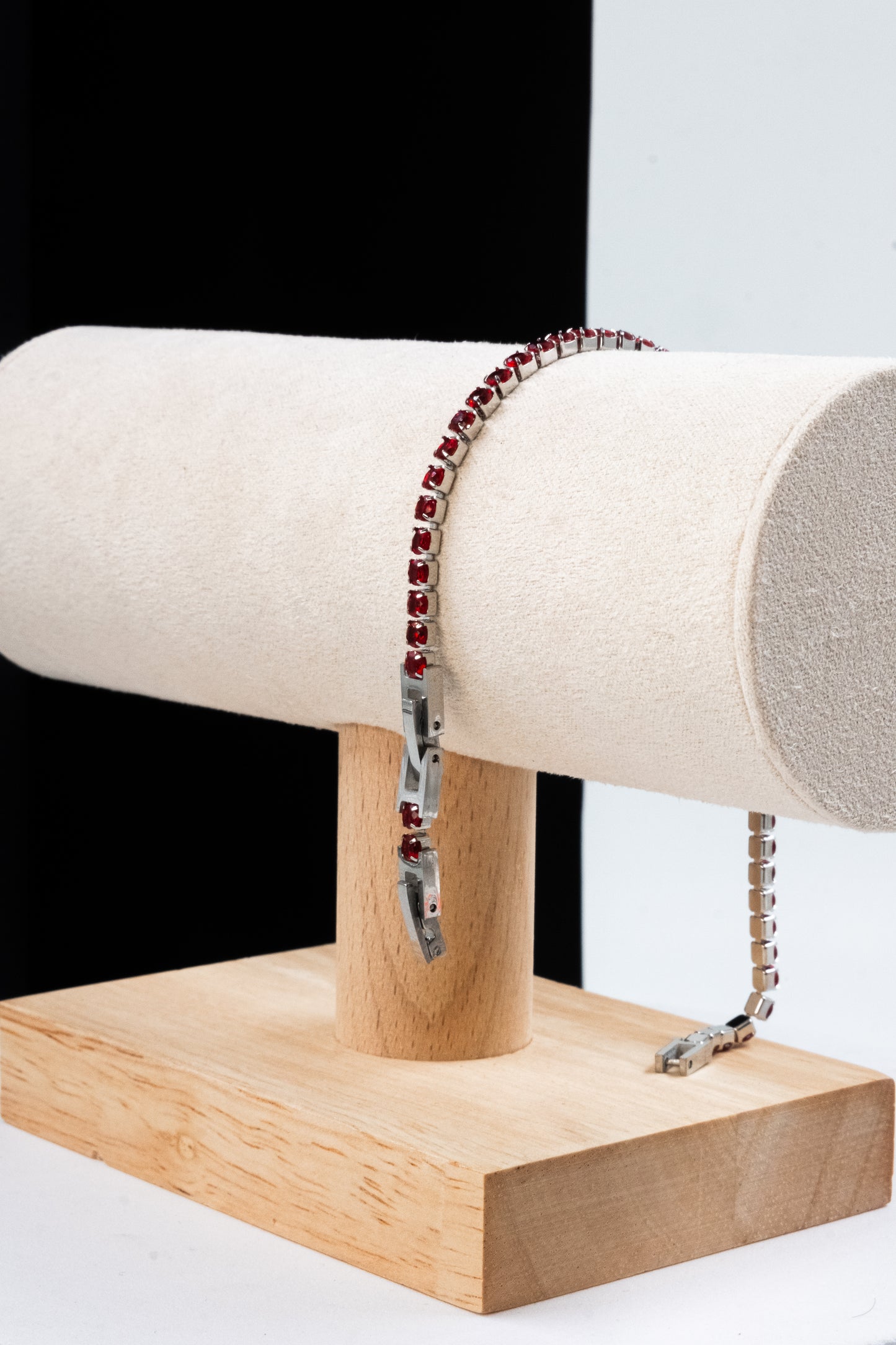 BRACCIALE TENNIS ARGENTO & ROSSO