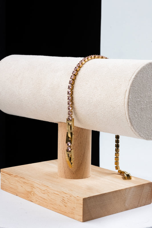 BRACCIALE TENNIS ORO & ROSA