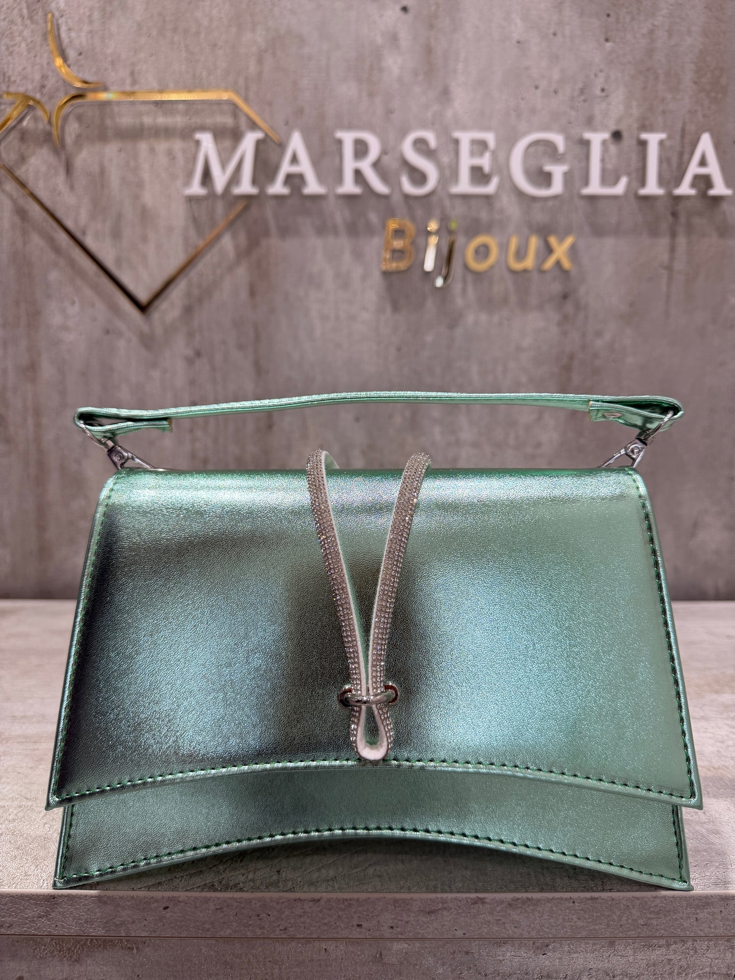 POCHETTE METAL VERDE ACQUA