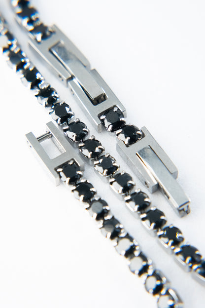 BRACCIALE TENNIS ARGENTO & NERO