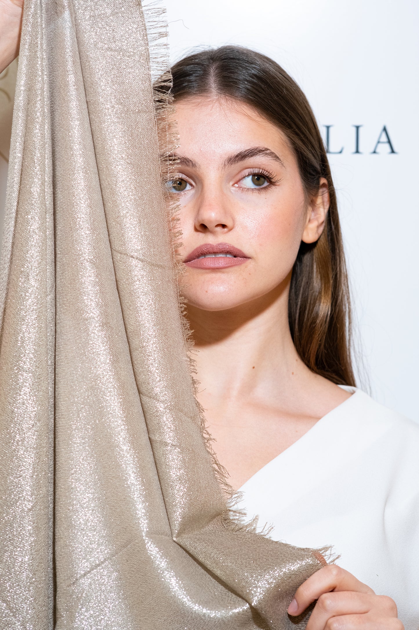 STOLA VISCOSA LUREX BEIGE & ORO