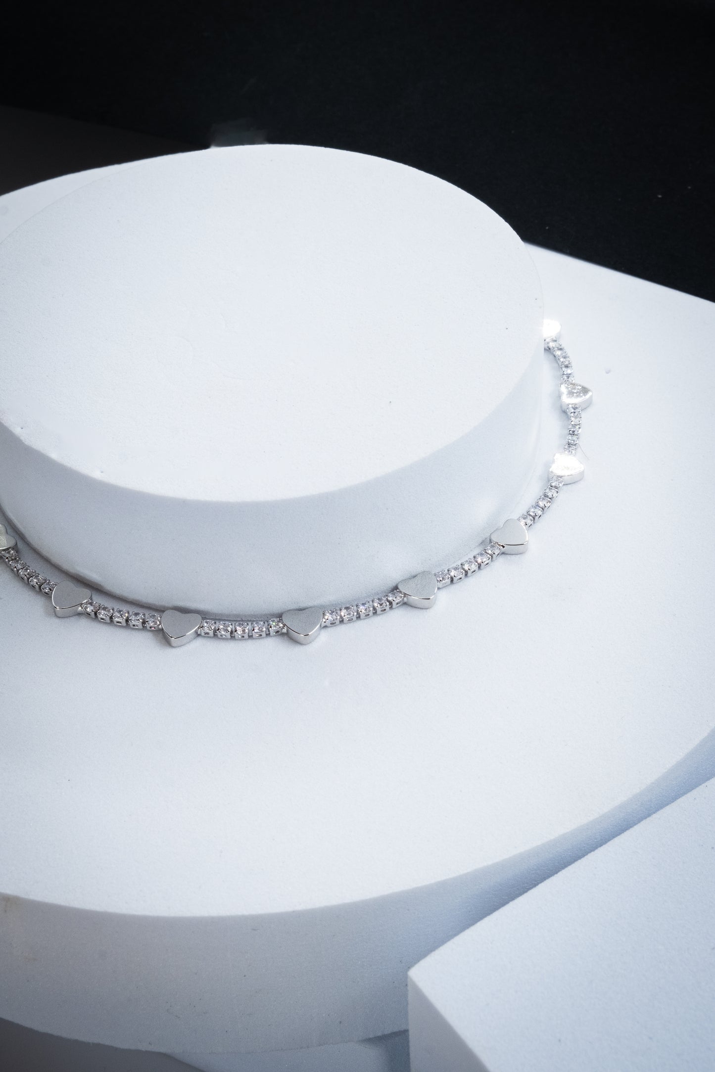 COLLANA TENNIS & CUORI ARGENTO