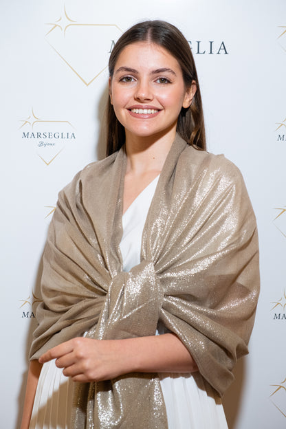 STOLA VISCOSA LUREX BEIGE & ORO