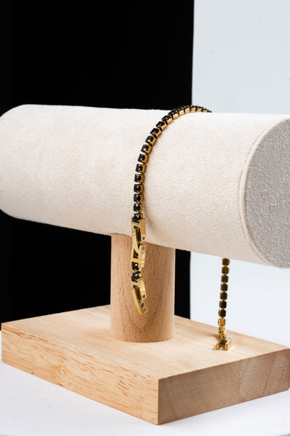 BRACCIALE TENNIS ORO & NERO