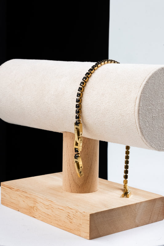 BRACCIALE TENNIS ORO & NERO