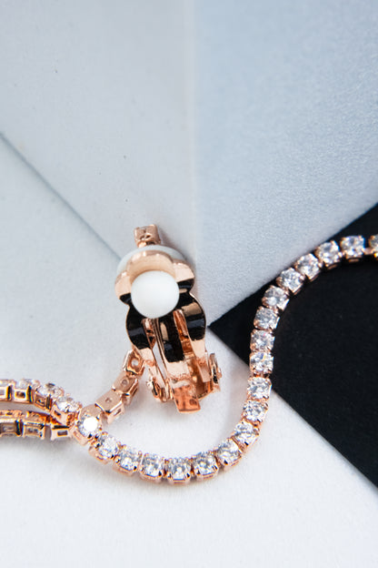 ORECCHINI CLIP 1 FILO STRASS ORO ROSA