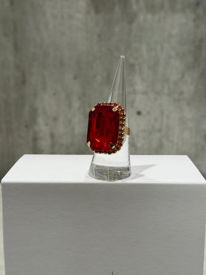 ANELLO RETTANGOLARE FASHION ROSSO