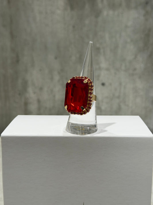 ANELLO RETTANGOLARE FASHION ROSSO