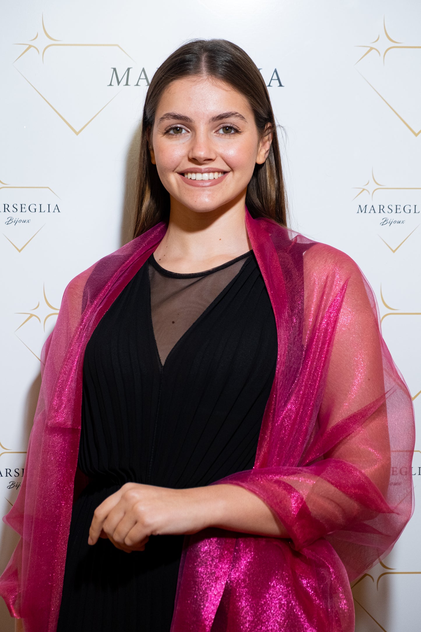 STOLA ORGANZA LUREX FUCSIA