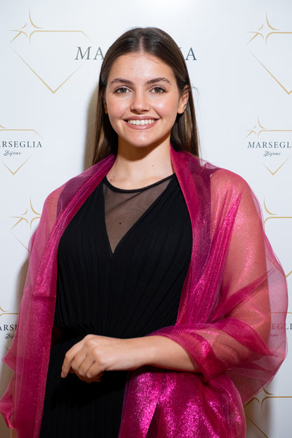 STOLA ORGANZA LUREX FUCSIA