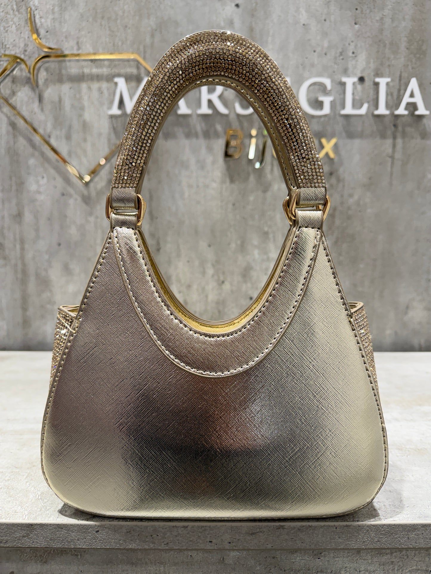 POCHETTE GLITTER RIGIDA ORO